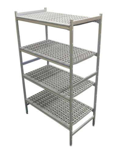 RAYONNAGE LINEAIRE ALU 3502X577 H.1700 4 NIV. POLY L (en mm) : 3 502 - P (en mm) : 577 H (en mm) : 1 700