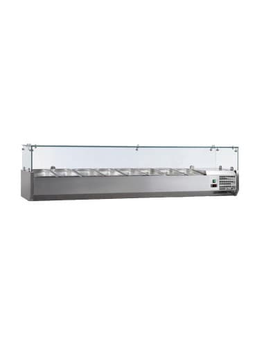 VITRINE A INGREDIENTS INOX. +2/+8°C. GAZ R600A PARE-HALEINE. 8GN1/3-150 NON COMPRIS Tension : 230V Mono - Puissance (en kW) : 0.