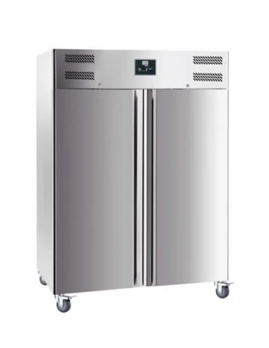 ARMOIRE REFRIGEREE INOX 2 PORTES-18/-22°C FROID VENTILE. 6 GRILLES GN2/1. 4 ROULETTES Ă100MM Tension : 230V Mono - Puissance (e