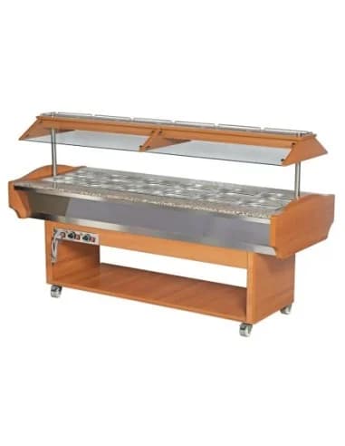 BUFFET BAIN-MARIE CENTRAL CHAUFFANT. +30/+90°C. CUVE 6GN1/1-150. PORTE-ASSIETTES GRANIT Tension : 230V Mono - Puissance (en kW)