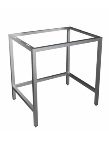 SUPPORT INOX SOUDE POUR FOUR A PIZZAS DOUBLE CAVITE 4+4 PIZZAS REF. P010004 3 TRAVERSES BASSES SOUDEES SUR VERINS INOX REGLABLES