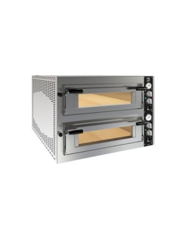 FOUR A PIZZAS ELECTRIQUE 6+6 PIZZAS. D350 MM COMMANDES ANALOGIQUES. 2 CHAMBRES 700X1050X150 MM Four livré sans câble ni prise Te