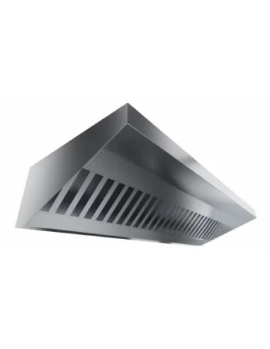 HOTTE MURALE BISEAUTEE. 4 FILTRES. 3000M3/H AVEC ECLAIRAGE LED GAINE 300X320MM AU DESSUS AU CENTRE Tension : 230V Mono - Puissan