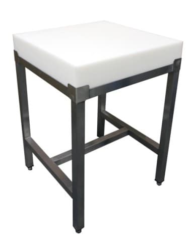 BILLOT POLY 500X500X100 MM SUR PIETEMENT INOX L (en mm) : 500 - L (en mm) : 500 H (en mm) : 850