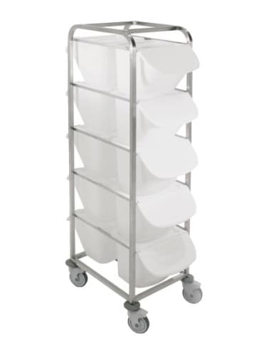 ECHELLE POUR BACS A INGREDIENTS 15L. INOX 304. SUR ROULETTES D.125MM. POUR 10 BACS 15L. 2 X 5 NIVEAUX POUR BAC 15L REF : BAC 15L