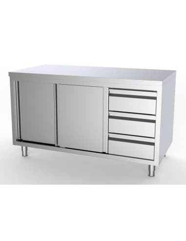 700 PLAN DE TRAVAIL PORTES COULISST TIROIRS À DROITE 1400