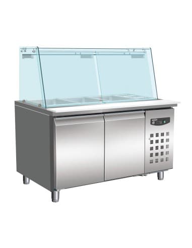 TABLE RÉFRIGÉRÉE PÂTISSERIE AVEC VERRE 2 PORTES4x 1/1 GN RÉCIPIENT