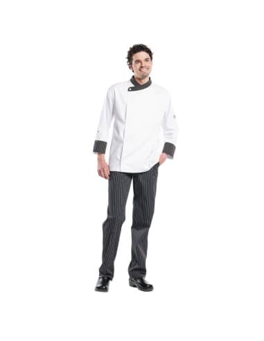 Pantalon de cuisine mixte Chaud Devant Ligne Noir rayé noir et blanc 48