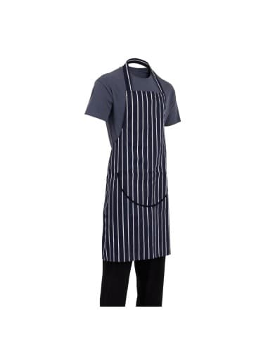 Tablier bavette avec poche Whites rayé marine et blanc