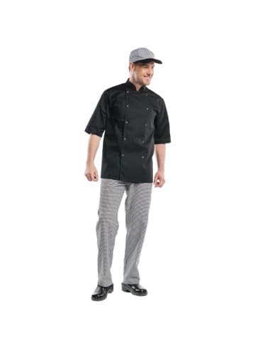 Veste de cuisine mixte Chaud Devant Hilton Poco manches courtes noire XXL