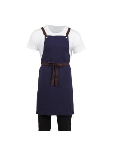 Tablier bavette en coton Southside bleu marine