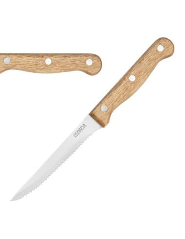Couteaux à steak manche en bois d'acacia 100% FSC Olympia 113mm (lot de 12)