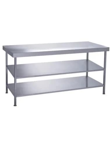 Table centrale inox entièrement soudée avec 2 étagères inférieures Parry 1200x600mm