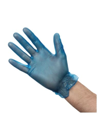 Gants alimentaires en vinyle poudré Hygiplas bleus M (lot de 100)