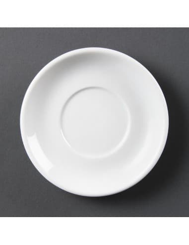 Soucoupes empilables pour tasses à expresso Olympia Whiteware 150mm (lot de 12)