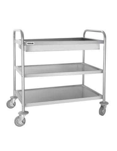 Chariot de débarrassage inox à plateau profond Vogue 3 niveaux