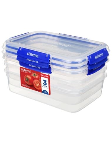 Boîtes alimentaires rectangulaires Sistema Klip It Plus 2L (lot de 3)