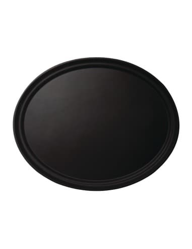 Plateau ovale fibre de verre antidérapant Camtread Cambro noir 600 x 730mm