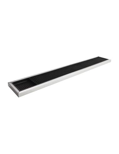 Tapis de bar en caoutchouc avec cadre en acier inoxydable Beaumont 600 x 100 mm