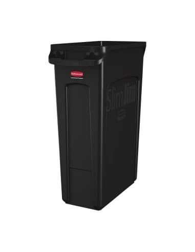 Collecteur de recyclage avec conduits d'aération Rubbermaid Slim Jim noir 87L