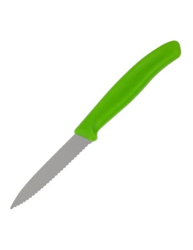 Couteau d'office lame dentée bout pointu Victorinox vert 80mm