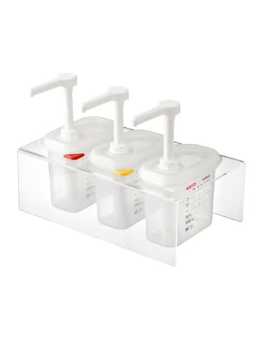 Lot de 3 distributeurs de sauce Araven GN 1/9 transparents 1,5L