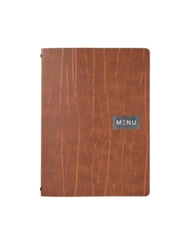 Protège-menu en cuir recyclé Securit Gamme Leather A4 marron
