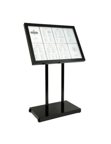 Porte-menu mural Ă LED blanches en acier noir Securit 8xA4