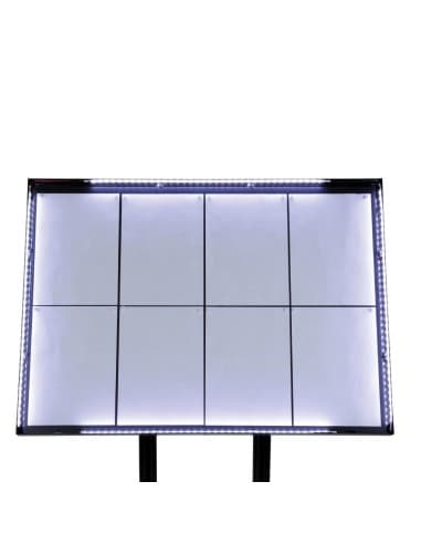 Porte-menu Ă LED blanches en acier noir Securit 8xA4 avec poteau et socle