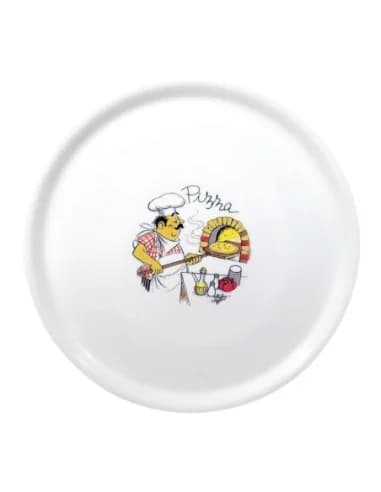 Assiettes à pizza en porcelaine 31 cm Saturnia décor Chef (lot de 6)
