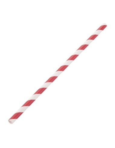 Pailles en papier compostables Fiesta Compostable rayées rouge et blanc (lot de 250)