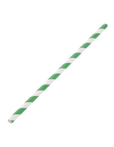 Pailles en papier compostables Fiesta Compostable rayées vert et blanc (lot de 250)