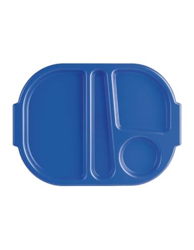 Petits plateaux repas à compartiments en polypropylène Olympia Kristallon bleus 321mm (lot de 10)