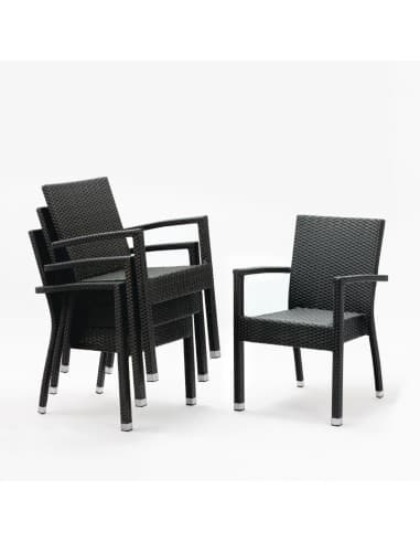 Fauteuils en rotin PE Bolero anthracite (lot de 4)