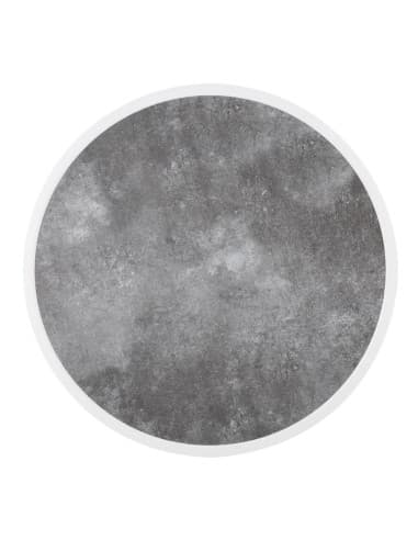 Plateau de table extérieur rond en verre trempé Bolero effet pierre foncée bord blanc 580mm
