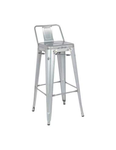 Tabouret haut en acier galvanisé avec dossier Bolero Bistro (lot de 4)