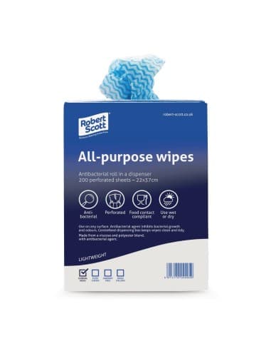 Chiffons tout usage antibactériens Jantex bleus (lot de 200)