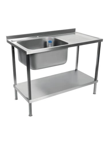 Plonge inox soudée cuve à droite égouttoir à gauche Holmes 1000mm