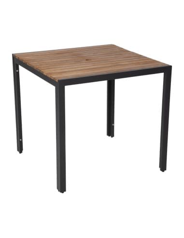 Table carrée en acier et acacia Bolero 80 cm