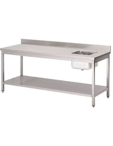 Table du chef avec bac Ă droite et dosseret Gastro M 850x2000x700mm