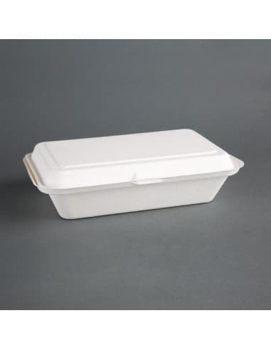Barquettes à charnière en bagasse compostables Fiesta Compostable 24,8 cm (lot de 250)