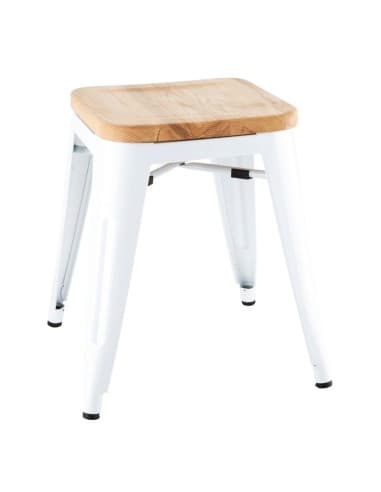 Tabourets bas Bolero Bistro avec coussin d'assise en bois blanc (lot de 4)