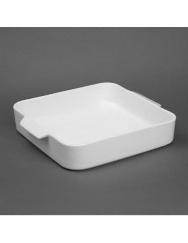 Plats à four carrés avec poignées Olympia Whiteware 260x225x50mm (lot de 2)