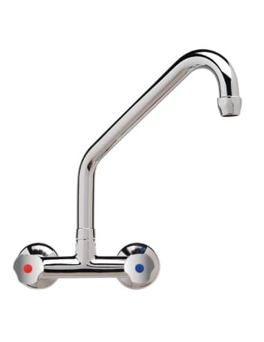 Robinet mélangeur bi-trou modèle lourd 3/4" fixation murale col haut 300 mm Gastro M