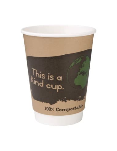 Gobelets boissons chaudes compostables en PLA double paroi Fiesta Compostable 355ml (Lot de 500)