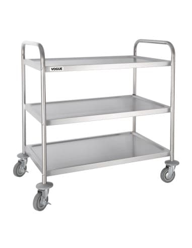 Grand chariot de débarrassage en inox Vogue 3 niveaux