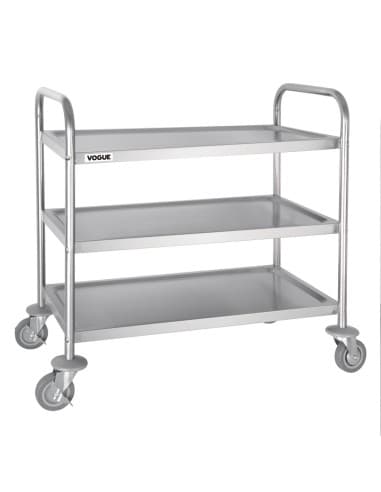 Chariot de débarrassage medium en inox Vogue 3 niveaux