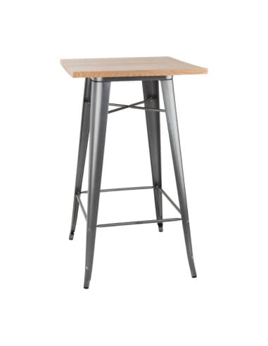 Mange-debout gris avec plateau en bois Bolero Bistro
