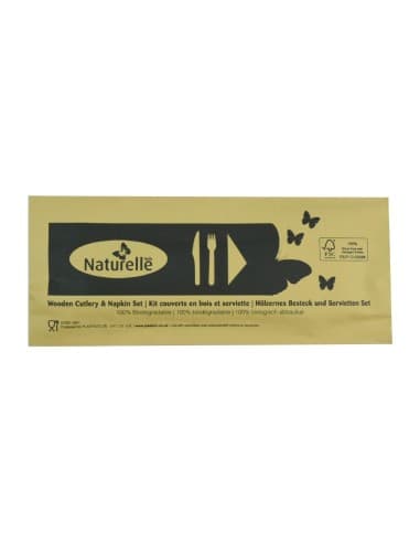 Ensembles de couverts en bois 3-en-1 emballages individuels kraft eGreen (lot de 250)
