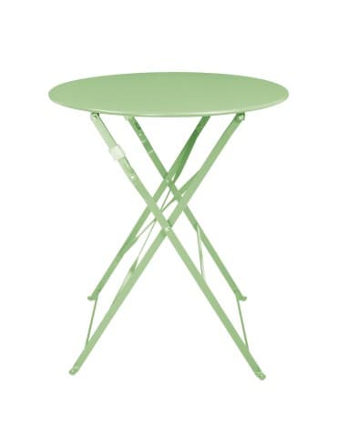 Table de terrasse carrée pliante en acier Bolero vert clair 595 mm